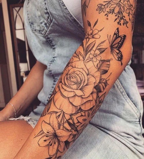 Tatouage avant-bras femme fleurs