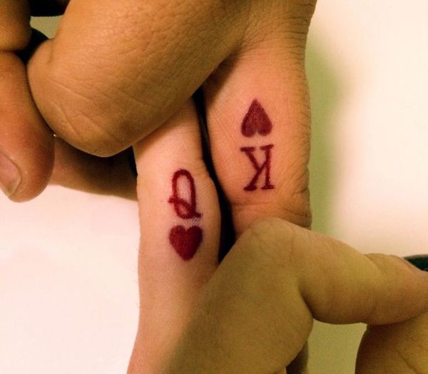 tatouage amoureux reine et le roi de cœur