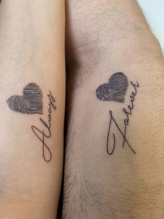 tatouage de couple empreinte digitale