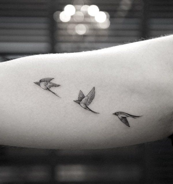 tatouage minimaliste oiseaux